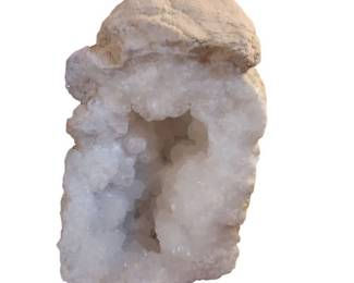 Large White Quartz Crystal Geode Half