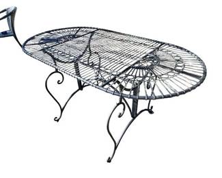 Vintage Wrought Iron Oval Patio Dining Table