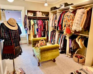 Women's closet full of boutique clothing.