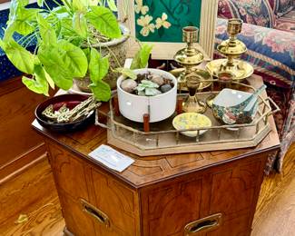 Brass, campaign end table.