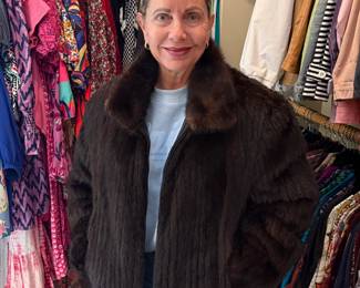 Reversible chocolate mink leather fur coat.  Could be man's.