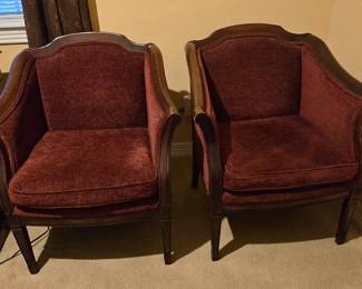 Antique Pair of Mahogany Barrel Chairs