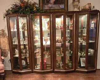 Lighted Display Cabinet with Brass Trim 