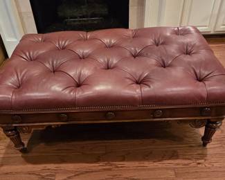 Oversized Leather Sherrill Ottoman