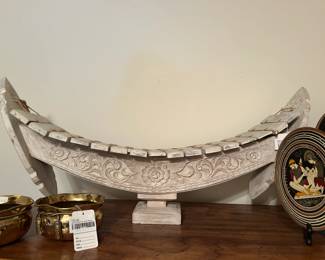 Thai Ranat 12 Bar Xylophone, Brass Planter with Rope