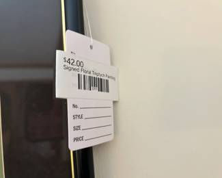 Signed Floral Triptych Painting 