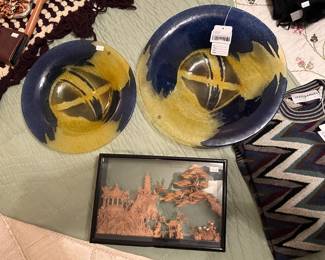 Greek Blue Art Glass Bowl