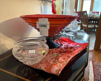 Contemporary Style Hand Blown Glass Bowl 