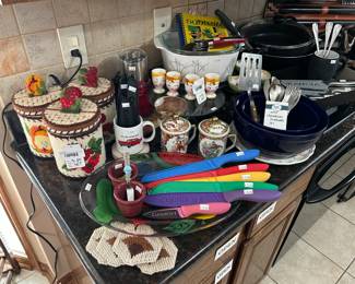 Embroidered Fruit Canister Set, "Lovely Ladies" Egg Cup Set 