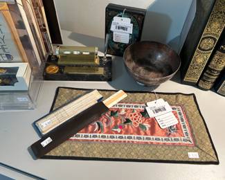 Decorative Metal Bowl, Painted Trinket Box