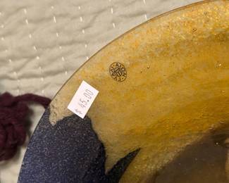 Greek Blue Art Glass Bowl