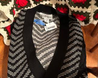Vtg Zigzag Merino Grandpa Cardigan