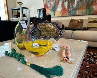 Kosta Boda Satellite Bowl, Vera R Glass Fish, Kosta Boda Fidji Bottle  