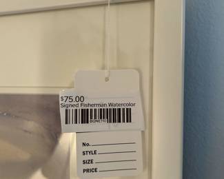 Signed Fisherman Watercolor