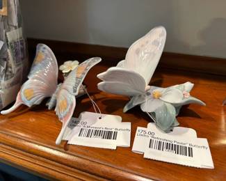 Lladro "Refreshing Pause" Butterfly, Lladro "A Moment's Rest" Butterfly 