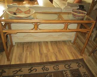 Vintage Rattan Console Table