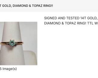 14KT GOLD DIAMOND TOPAZ