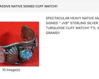 NATIVE SIGNED CUFF WATCH STERLING