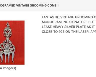 MONOGRAMED VINTAGE GROOMING COMB