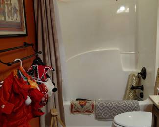 Art supplies,  bolts of material,  costumes.