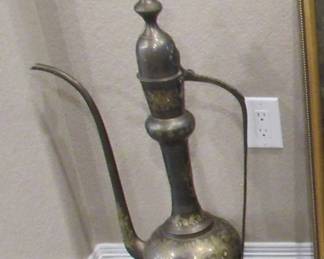 Large Vintage Brass carved Aftaba- Ceremonial Water vessel