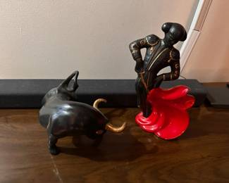 Vintage 1960's Matador and Bull figurine set