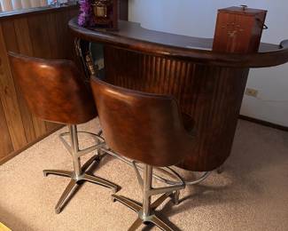 Vintage bar with hanging shelf 