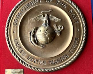 USMC solid brass plaque