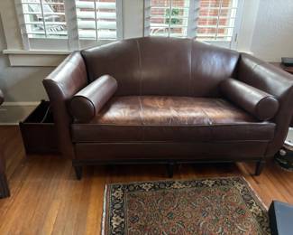 Ethan Allen Leather Loveseat 