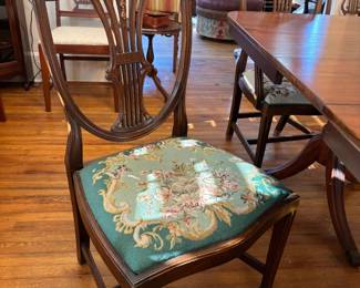 Embroidered bottom chairs, 4 go with dining room table