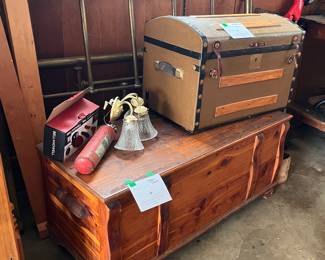 CEDAR CHEST AND CAMEL TRUNK