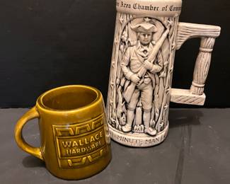 WALLACE HARDWARE MUG AND MORRISTOWN CHAMBER OF COMMERCE STEIN