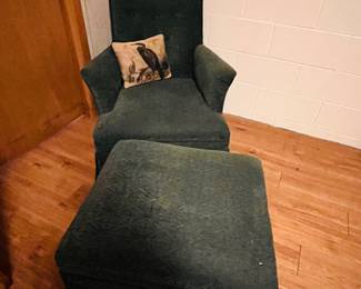 UPHOLSTERED CHAIR AND OTTOMAN