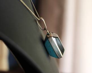 Sterling Turquoise & Onyx Double Sided