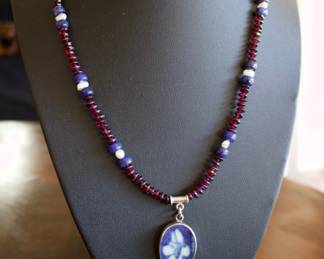 Sterling, Garnet, Pearl, Lapis & Porcelain