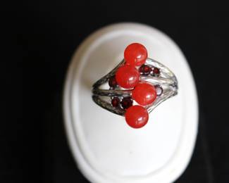Sterling, Garnet & Carnelian Ring