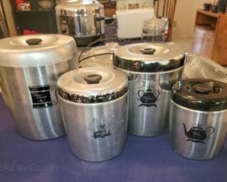 Vintage aluminum kitchen canister set