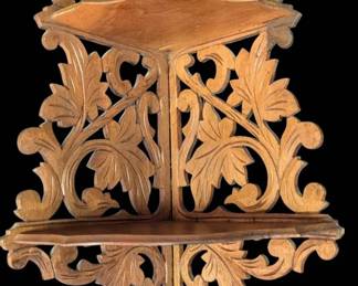 Vintage Black Wood Corner Shelf