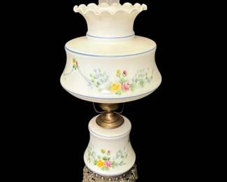 Painted Floral Electric Hurricane Lamp