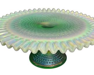 Fenton Green Opalescent 13 Round Cake Stand