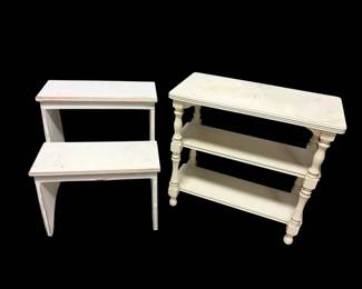White 3Tier Side Table  Step Stool