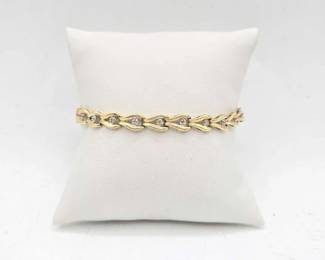 808 10k Gold Bracelet with Diamonds, 8g