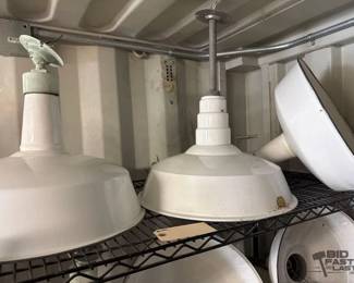 5030 3 Vintage Porcelain Industrial Light Fixtures