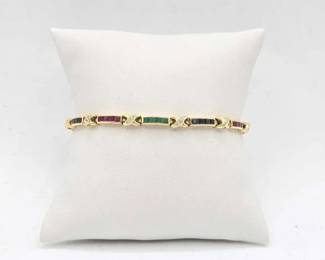 708 14k Gold Bracelet with Diamonds, 9.2g