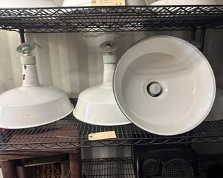 5022 4 Vintage Porcelain Industrial Light Fixtures