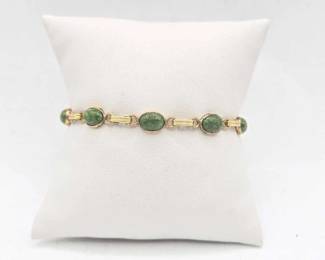 812 10k Gold Jadeite Bracelet, 6g