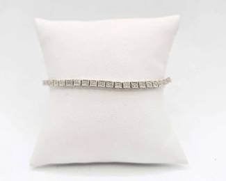 904 Sterling Silver Bracelet with Diamonds, 10.9g