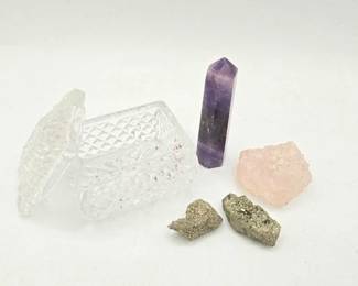 1902 4 Crystals Geodes Glass Dish