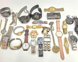 1154 22 Wristwatches, 2 Pocket Watches Lighter