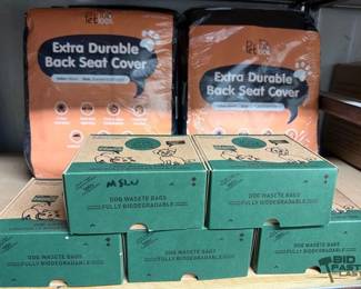 5526 5 Boxes of Dog Waste Bags and 4 Back Seat Covers